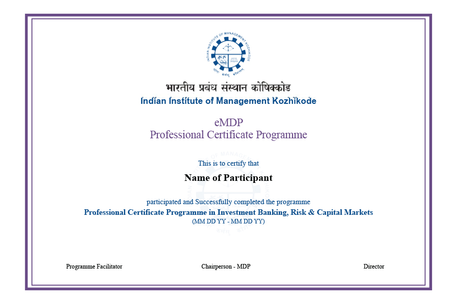Earn an Industry-Recognised IIMK Investment Banking Certification